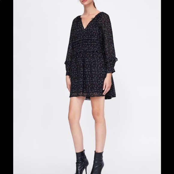 Zara Dresses & Skirts - Zara print clip dot chiffon dress